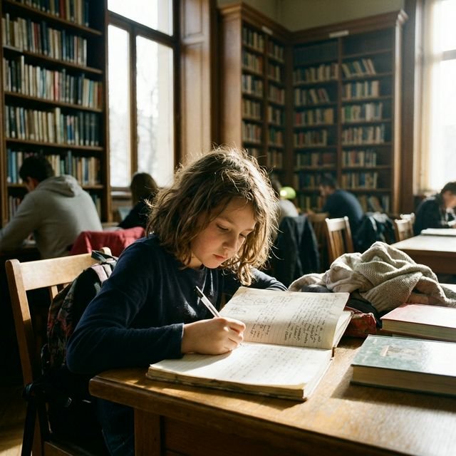 Student reading book